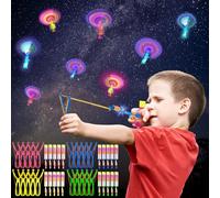 ZZXLOPEZ 20 Pezzi Elicottero Volante con Fionda Elicottero Slingshot Razzo LED Luminoso Volante Giocattolo per Feste e Regali