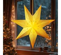 ZZXLOPEZ 45cm Stelle di Carta da Appendere, Origami 3D Stella di Natale Luminosa LED da Appendere, Catena Luminosa Natalizia, Natalizie Stelle Origami Decorazione per Natale, Matrimoni, Feste