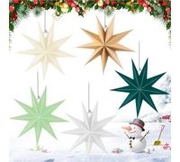 ZZXLOPEZ 5 Stelle di Carta da Appendere, Natale Decorazioni Casa, Paper Star Lantern, Stelle Pieghevoli da Appendere, Natale Stelle Origami Decorazione per Natale, Matrimoni, Compleanni, Feste