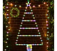 ZZXLOPEZ 90cm Decorazione per Finestra a LED, Luci Natale Esterno Batteria, LED Scaletta Luci Natale Batteria con Telecomando, Timer, 8 Modalità, Addobbi Natalizi Decorazioni Casa Finestre (Colorato)