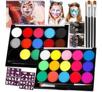 ZZXLOPEZ Body Painting, 30 Colori Face Painting, Neon Corpo Pittura Viso e Corpo, UV Face Paint, Pittura Corpo con 40 Stampini e 4 Pennelli,Corpo di Vernice Adatto Halloween Party,Fancy Dress,Cosplay