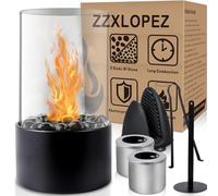 ZZXLOPEZ Camino da Tavolo, Camino da Tavolo a Etanolo con 2 Camere di Combustione, Caminetto Bioetanolo per Interni ed Esterni, Camino da Tavolo Portatile a Bioetanolo per Balcone, Patio, Campeggio