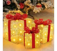 ZZXLOPEZ Confezione Regalo LED da 3 Pezzi, Confezione Regalo Decorazione, LED Regalo Decorazione Natalizia, Scatole Regalo Natalizie luminose per decorazione natalizia, Albero Natale, Tavolo, Camino