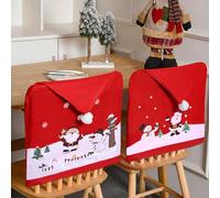 ZZXLOPEZ Coprisedie Natalizie 6 Pezzi Coprisedia con Schienale, Coprisedie Natalizie Cappello di Babbo Natale Copri Sedia, Coprisedia per Sala da Pranzo Rimovibile per Banchetti Domestici Feste Décor