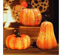 ZZXLOPEZ Decorazione per Halloween, 3 Pezzi Luci a forma di zucca per Halloween, Lanterne da Tavolo per Halloween per la decorazione di Halloween, decorazione autunno, Ringraziamento, Natale