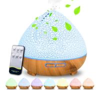 ZZXLOPEZ Diffusore di Oli Essenziali, 500ml Diffusore di aromi, Spegnimento Automatico Senza Acqua e 7 Colori LED, Umidificatore, Aromaterapia Diffusori per Casa, Ufficio, Spa, Yoga, Camera da Letto