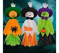 ZZXLOPEZ Fantasma da Appendere per Halloween, 3 Pezzi Spaventapasseri, Decorazioni Esterno per Cortile e Casa
