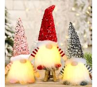 ZZXLOPEZ Gnomi Natalizi Set di 3, Elfo Babbo Natale Peluche, Gnomo di Natale Decorazioni Natalizie, Gnomo Natale con LED, Decorazione Natalizia Casa per Albero Natale Tavolo Camino