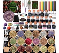 ZZXLOPEZ Kit di Stregoneria Grimorio, Kit Wicca Esoterismo Streghe Oggetti per la Preghiera, Bottiglia dei Desideri di Cristallo, Fiori secchi, Materiali Medicinali,Incantesimi, Magia,Kit per Streghe