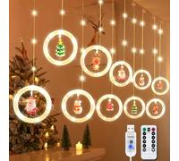 ZZXLOPEZ Luci Tenda Natale, 3M Tenda luminosa a LED, Tenda Luminosa Natale 8 Modalità USB con Telecomando 10 Addobbi Natalizi, Luci di Natale per Decorazioni Finestre, Feste, Giardino, Balcone