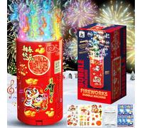 ZZXLOPEZ Macchina Bolla Fuochi D'artificio(20 Fori), Macchina Automatica per Bolle con Musica, Luci, Adesivi Fai-Da-Te, 10000+ Bolla Min, Bolle di Fuochi d'Artificio per Bambini, Natale, Matrimoni
