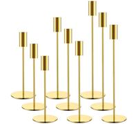 ZZXLOPEZ Portacandele in Metallo, Set di 9 Porta Candele da Tavolo 32/27/22cm, Centrotavola Portacandele Cono, per Candele Coniche da 2.2cm, Candelabro Moderno per Matrimoni, Natale, Cena a Lume