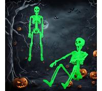 ZZXLOPEZ Scheletro Decorativo per Halloween, 2 Pezzi Halloween Decorazioni, Decorativo di Scheletro Luminosi, Articolazione Mobile Adatto per Interni, Esterni, Decorazioni per Feste di Carnevale