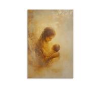 ZZXZHTHB Decorazione artistica da parete con immagine di una Madonna serena che culla un bambino, bagno di luce rinascimentale dorata, olio su tela, decorazione moderna da appendere, 40 x 60 cm
