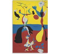 ZZYGGN GMGSW Joan Miro Poster《 Il contadino e sua moglie》Wall Art Surrealismo Joan Miro Stampe Pittura su tela vintage per Home Decor Picture 70x50cm senza cornice
