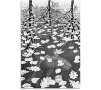ZZYGGN GMGSW M. C. Escher Tre Mondi Poster M. C. Escher Arte Murale Stampe Pittura Astratta Tela per Soggiorno Decor 60x80cmx1 Senza Cornice