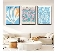 ZZYGGN GMGSW Poster colorati di Matisse Stampe d'arte murali con fiori azzurri Pittura su tela moderna Stampe Henri Matisse per la decorazione domestica Immagine 40x55cmx3 senza cornice