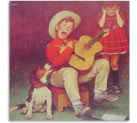 ZZYGGN GMGSW Poster di Norman Rockwell The Music Man Arte murale su tela di Norman Rockwell Stampe vintage Pittura estetica per arredamento casa 40x40cm Senza cornice