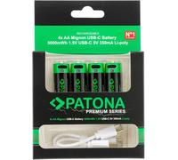 ZZZ - Patona Premium 4X AA Batterie Ricaricabili al Litio con USB-C 2000mAh 1.5V