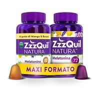ZzzQuil Natura, MELATONINA per DORMIRE, INTEGRATORE con MELATONINA pura ed Estratti di Valeriana, Camomilla e Lavanda, MAXI FORMATO 2x72 Pastiglie Gommose, Gusto MISTO, FRUTTI DI BOSCO e MANGO BANANA