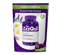 ZzzQuil Sonno, Melatonina pura per Dormire, Integratore con Estratti Di Valeriana, Camomilla e Vitamina B6, Formulazione Vegana, 72 Pastiglie Gommose